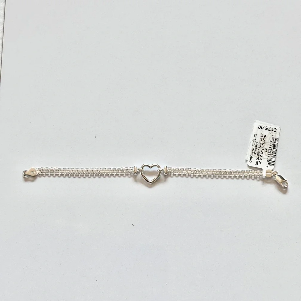 Brand Name Sterling Silver Heart Chain Bracelet - Picture 2 of 3